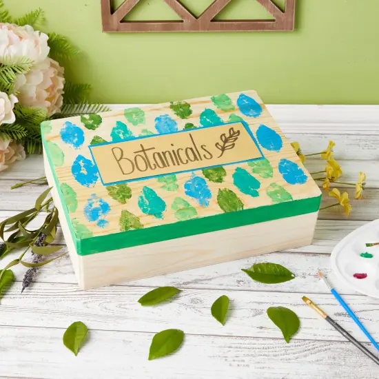 Unfinished Wooden Jewelry and DIY Crafts Storage Box (9 x 12 x 3.3 In) Brown {3}