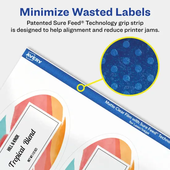 Avery Matte Clear Labels,4-1/4" x 2-1/2" Oval {4}