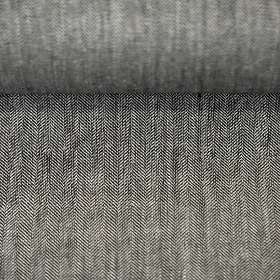 1 Yard Charcoal Linen Novelty Herringbone Yarn Dyed Fabric Midweight 54 Inch Width {1}