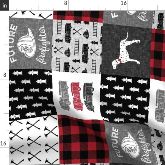 Various Fabrics by the Yard or Fat Quarter Firefighter Wholecloth Patchwork Red Black Future Fire Truck Boy Little Man Arrow Custom Printed Fabric by Spoonflower {2}