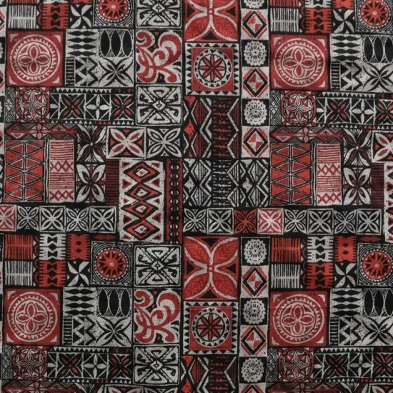 1 Yard Traditional Polynesian Tapa Design Fabric, 100% Polyester, 60 Inches Width Fuchsia {5}