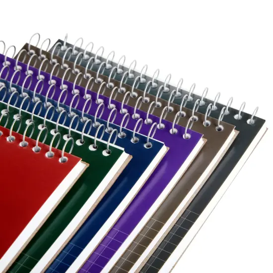 6 Pack Quad Ruled 6x9 Inch Top Bound Spiral Graph Paper Notebook - 80 Sheets / 160 Writable Page Steno Notepads for Writing, Sketching, Drawing, School Supplies (6 Colors) Multicolor {7}