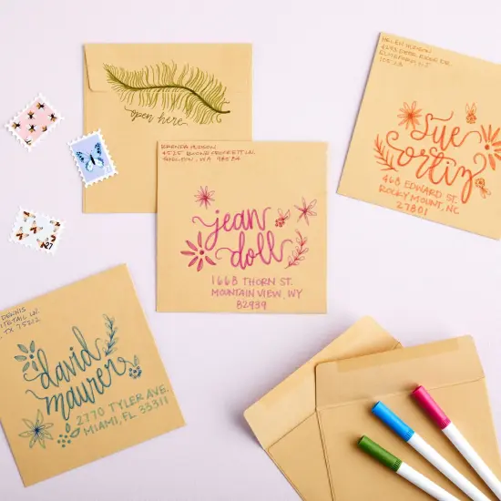 60 Pack Square Envelopes 5.5 x 5.5 Craft Invitations for Weddings, Baby Shower, Graduation Party Supplies, Small Businesses, Kraft Paper Material Envelopes, Brown {5}