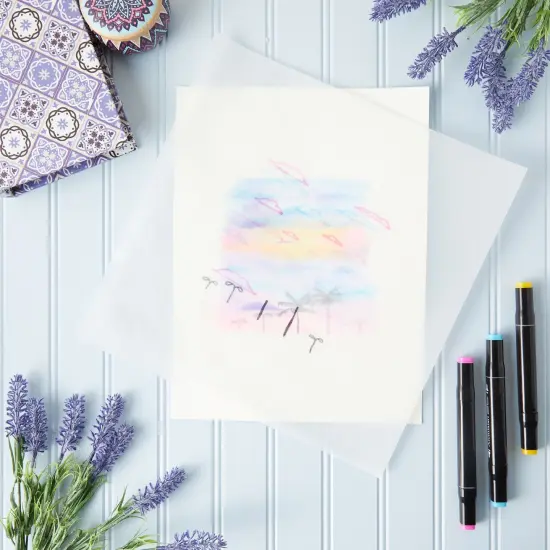 100 Sheets 12 x 12 in Translucent Vellum Paper - 93gsm/63lb Printable Tracing Paper for Invitation, Sketching and Card Overlays White {5}