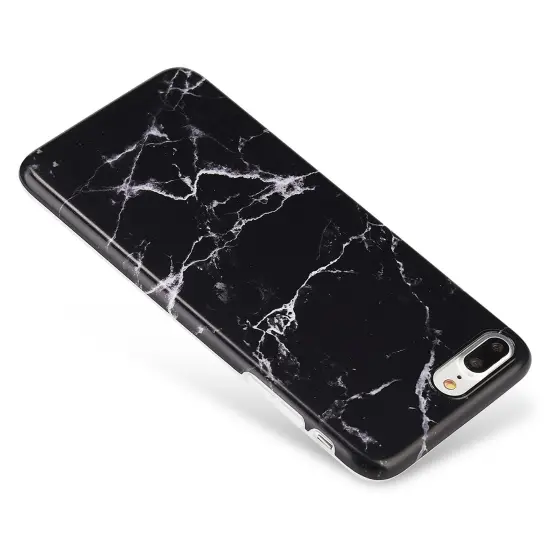 Insten Cover for iPhone 7 Plus/8 Plus Case Marble Case Rubber TPU - Black {3}