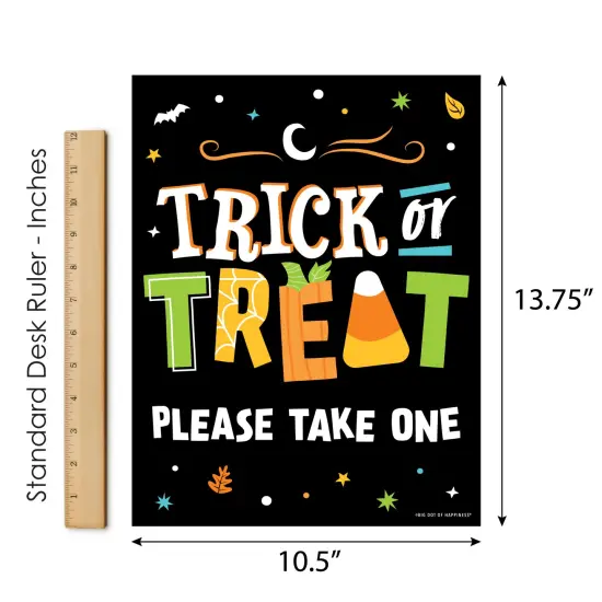Big Dot of Happiness Jack-O'-Lantern Trick or Treat Sign with Stand, Printed on Sturdy Plastic Material - 10.5 x 13.75 inches - 1 Piece {6}