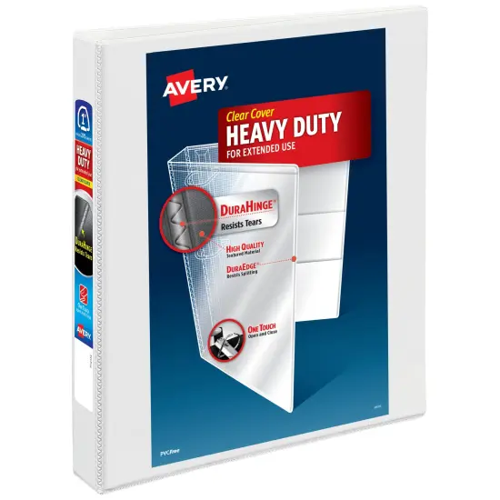 Avery Heavy-Duty View 3 Ring Binder, 1" One Touch EZD Rings, 275-Sheet Capacity, 1.4 Inch Wide Spine, Great for Home, School Supplies, Office, or Organization Needs, 1 White Binder (79199) {1}