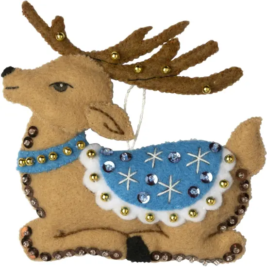 Bucilla Felt Ornaments Applique Kit Set Of 6-Festive Reindeer {2}
