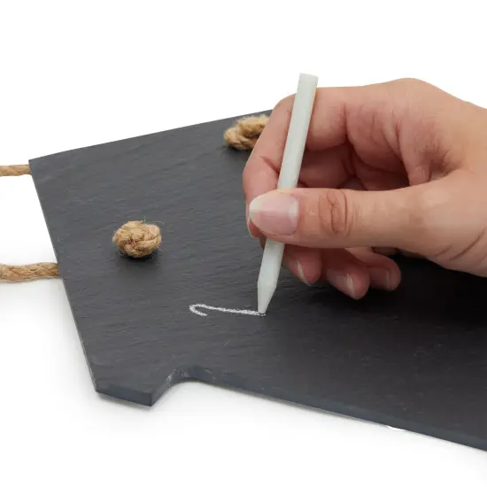 2 Rustic Farmhouse Hanging Chalkboard Signs with 4 Chalk Sticks (6 Piece Set) Black {6}