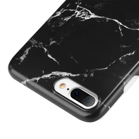 Insten Cover for iPhone 7 Plus/8 Plus Case Marble Case Rubber TPU - Black {4}
