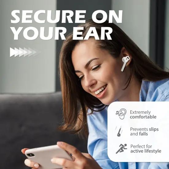 Insten 3 Pairs Ear Hooks Tips Compatible with AirPods 1 & 2 Earbuds, Anti-Lost EarHooks EarTips Accessories, Comfortable Soft Silicone Covers, with Storage Box (Not Fit in Charging Case) Clear {2}