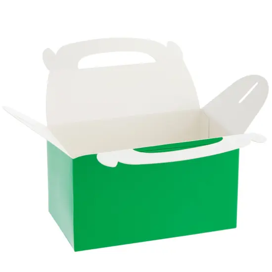 24-Pack Green Gable Boxes - Green Party Boxes for Kids Birthday, Party Favors, Candy, Goodies, Treats (6.2x3.5x3.6 In) {7}