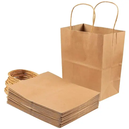 Kraft Gift Bags with Handles for Party Favors, Shopping, Retail (Medium, 24 Pack) {7}