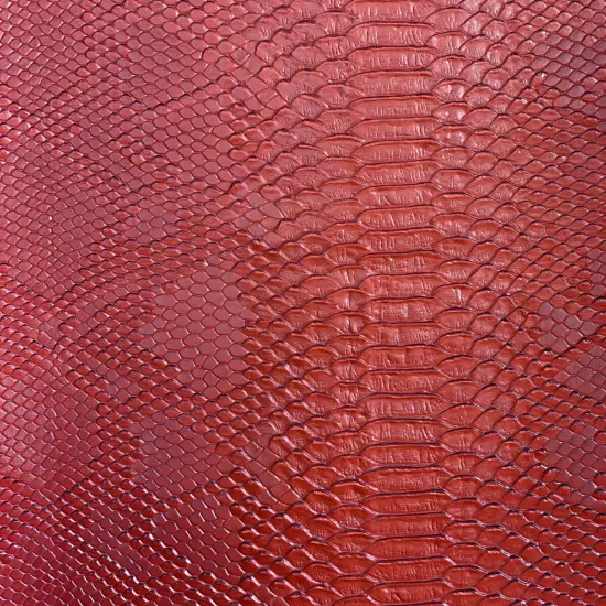 1 Yard Faux Snake Skin Vinyl Fabric For Automotive Upholstery Handbags Crafts 54 Inch Width Red {1}