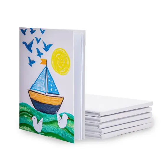 6 Pack 6x8 inch White Blank Hardcover Books for Kids to Write Stories, Unlined Scrapbook and Journal - 18 Sheets/36 Pages Each {1}