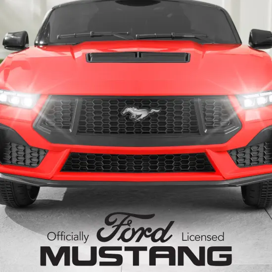 Best Choice Products Kids 12V Electric Ride-On Car Officially Licensed Ford Mustang w/ Remote, LED Lights Red {2}