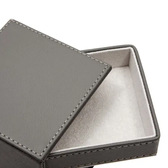 4 Layer Rotating Jewelry Organizer for Men, Women, Small Faux Leather Box for Necklaces, Rings, Earring, Bracelets (Gray, 4 x 5 In) Grey {5}