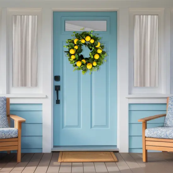 Northlight Lemons and Assorted Foliage Spring Wreath - 20" - Yellow {4}