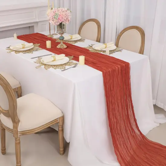 13Ft Terracotta Cheesecloth Table Runner, 160inch Long Rust Cheese Cloth Boho {2}