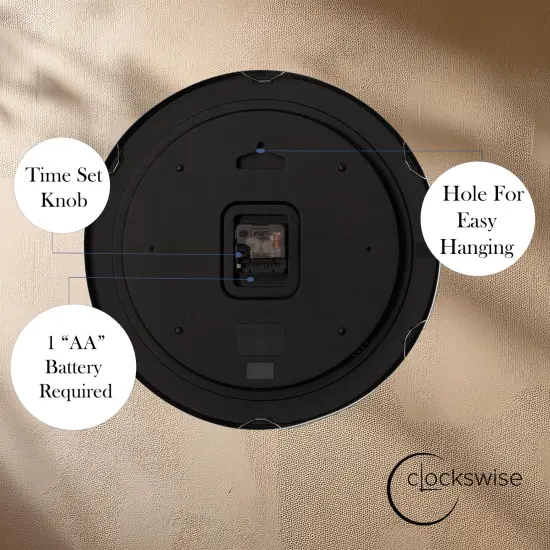 Clockswise Round Quartz Wall Clock Non-Ticking Battery Operated with Silent Sweep Movement, Aluminum Silver Frame, Perfect for Home Kitchen Office Living Room Study Hallway Classroom, Black Face {5}