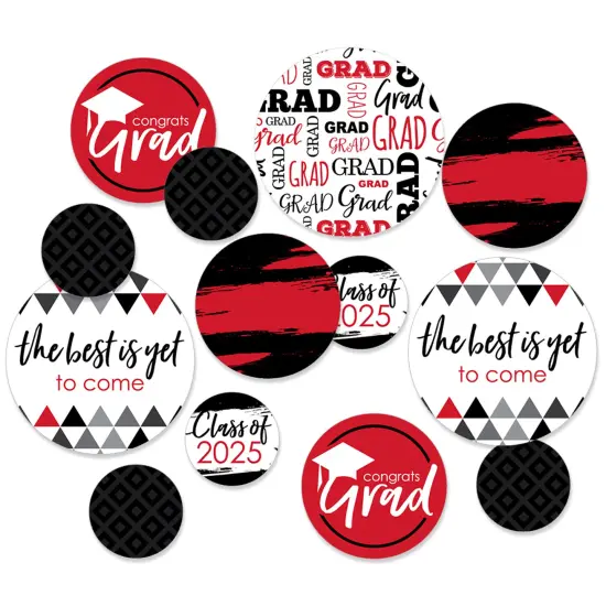 Big Dot of Happiness 2025 Red Graduation Party Giant Circle Confetti - Party Decorations - Large Confetti 27 Count {1}