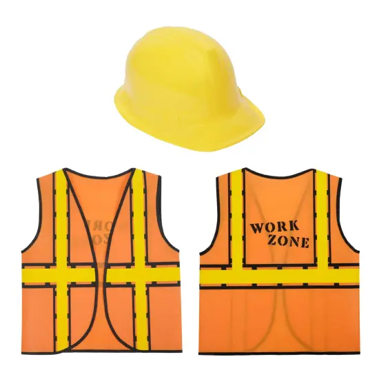 BLUE PANDA 6 Set Construction Worker Costume, Kids Construction Vest and Kids Hard Hat for Dress-Up, Construction Theme Birthday Party, or Halloween Costume, For Ages 3-14 Multicolor {1}