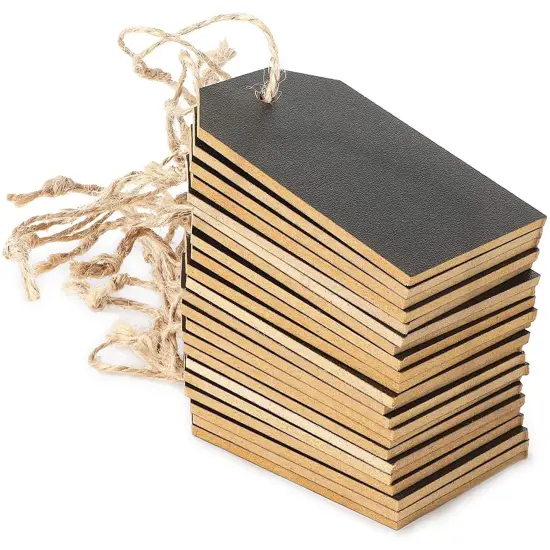 Chalkboard Tags with Liquid Chalk Markers, String and Chalk (24 Pieces) White {5}