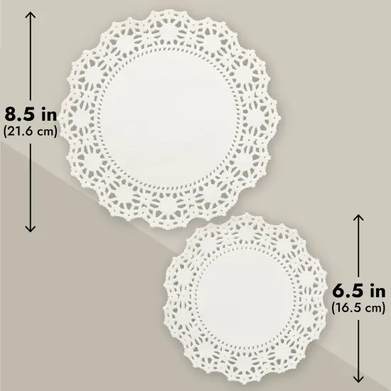 150 Pack Round White Paper Doilies Assorted Sizes for Cake, Food, Dessert - Lace Paper Placemats for Crafts, Plates, Party Table, Wedding (6.5, 8.5, and 10.5 Inch) {5}