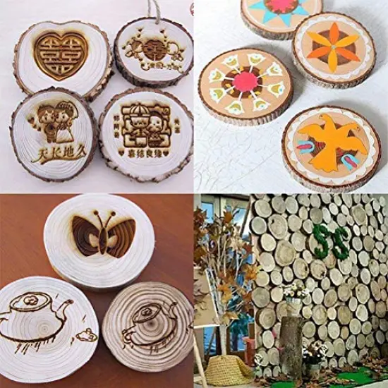 Unfinished Natural Wood Slices with Bark 20 Pcs 3.5-4 inch Craft Wood kit Circles Crafts Christmas Ornaments Rustic Wedding Decoration DIY Crafts for Crafts {5}