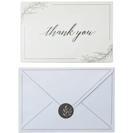 Sympathy Thank You Cards with Envelopes and Stickers (4 x 6 In, 48 Pack) White {5}