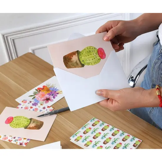 48-Pack All Occasions Cards with Envelopes, 6 Watercolor Floral Peacock Feather Designs, Blank Insides for Anytime, Birthdays, Wedding, 4x6 Multicolor {6}