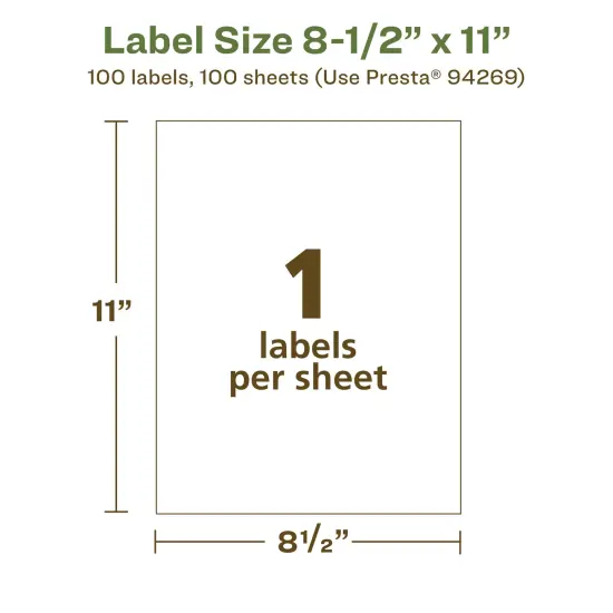 Avery Recycled Matte White Labels,8-1/2" x 11" Rectangle {5}
