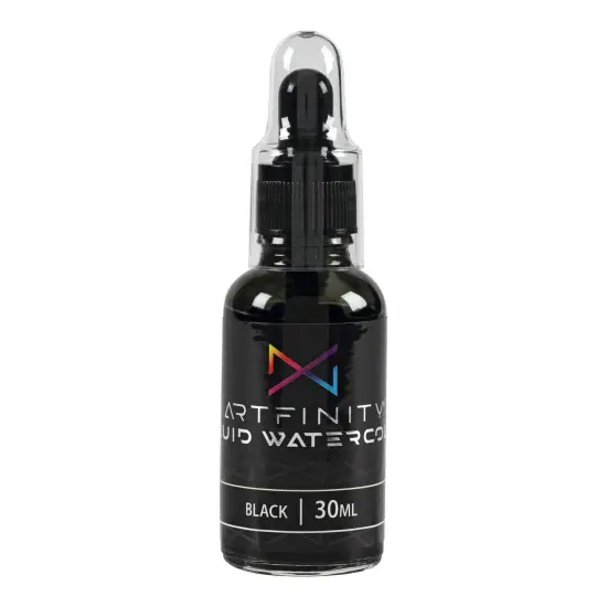 Artfinity Liquid Watercolor Paint 30 ml Bottle, Black - Vibrant Dye-Based Liquid Watercolor w/ Glass Pipette, Fast-Drying, Fine Art Paint for Calligraphy, Airbrushing & Traditional Art {3}