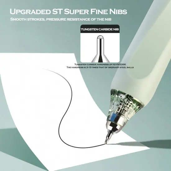 Retractable 0.5mm Porous Point Pen, metal clip, non-slip pen holder, Black ink gel pens, Box of 6 Pens (6) {4}