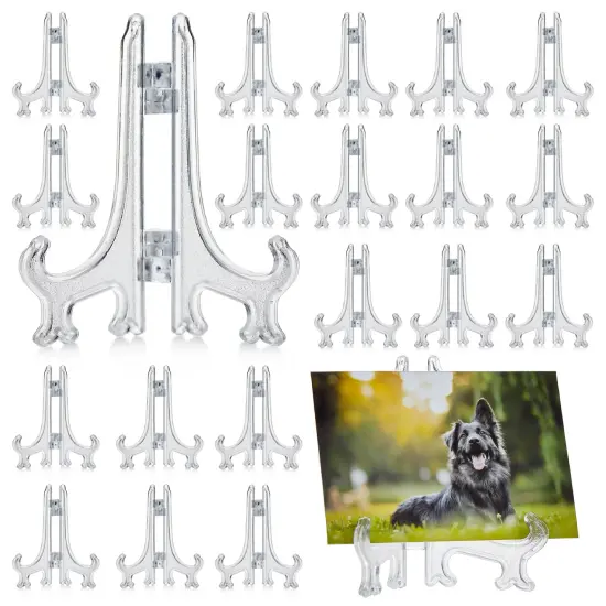 24 Pack 3-inch Mini Easel Display Stand for Sports Trading and Baseball Cards - Small Acrylic Holder for Pictures Clear {1}