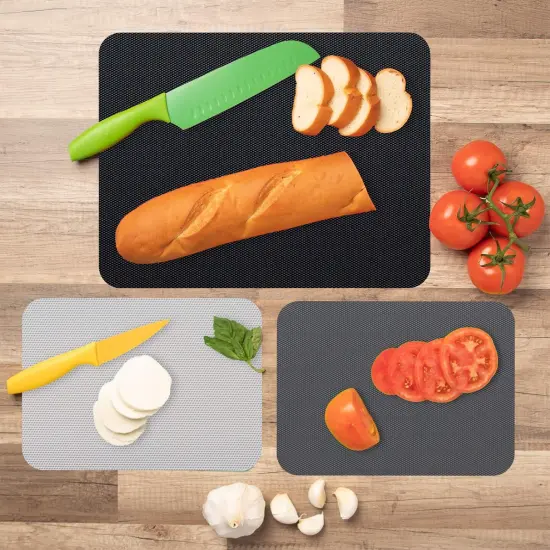 Plastic Cutting Boards for Kitchen - Color Coded Chopping Board Set - Flexible Cutting Mats for Meat & Vegetables - Dishwasher Safe, Non-Slip, BPA Free (8-Pack Gray, Mixed Size) Multicolor {5}