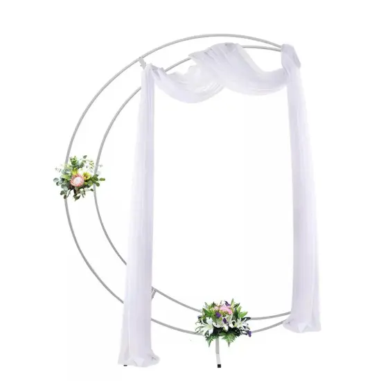 7ft White Metal Crescent Moon Wedding Arch Stand, Curved Flower Balloon Frame {2}
