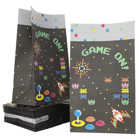 36 Pack Video Game Goodie Bags for Retro Arcade Party Favors, Treats, and Gamer Gifts (5x9x3 in) {6}