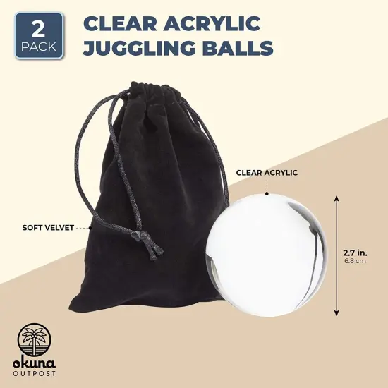 2 Pack Clear Acrylic Fushigi Juggling Balls with Velvet Bag for Beginners {3}