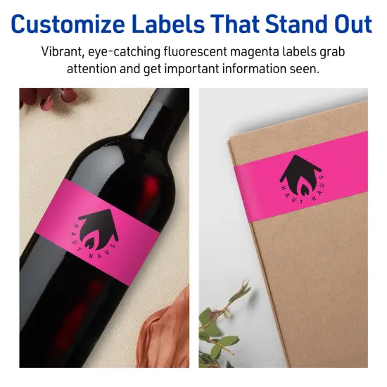 Avery Neon Magenta Paper Labels, 2.25" x 7.75" Rectangle {3}