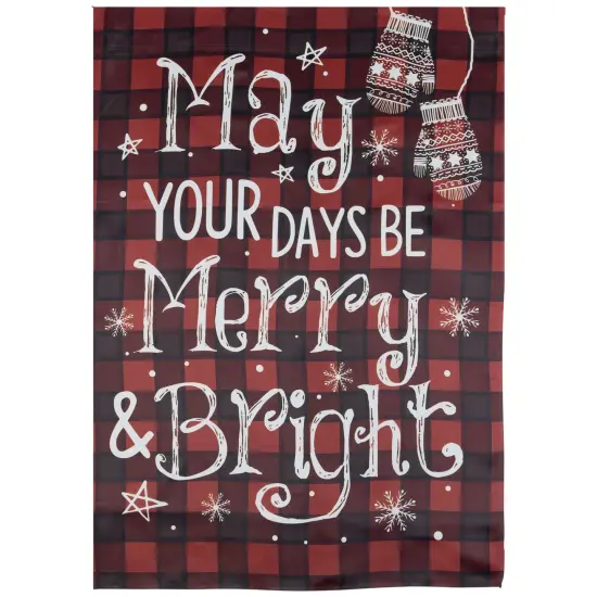 Northlight Red Buffalo Plaid Merry and Bright Christmas House Flag 28" x 40" {3}
