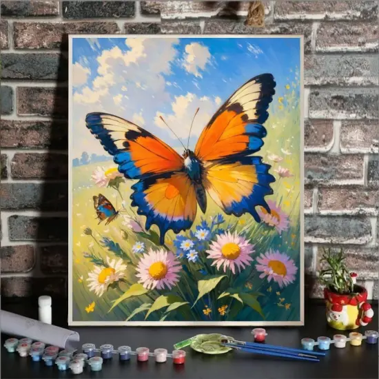 Butterfly Paint by Numbers Kit for Adults Daisy Adult Paint by Number Kits Flower Canvas Painting Kit for Beginner Oil Painting Kits for Gift Home Wall Decor 16x20 Inch {3}