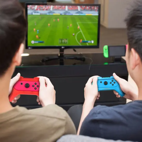 2 Pack Controller Grips for Nintendo Switch Joy Con Controllers & OLED Model, Protective Handheld Holder, Red/Blue {6}