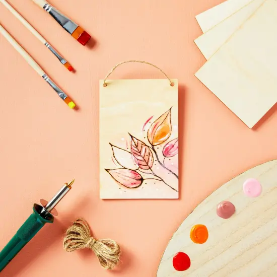 50 Pack Unfinished Wood Plaque Blanks with Jute String for Crafts, DIY Party Banners, Wooden Pennants, Blank Wooden Signs for Crafts, Art Projects (3.75 x 5.75 In) Brown {2}