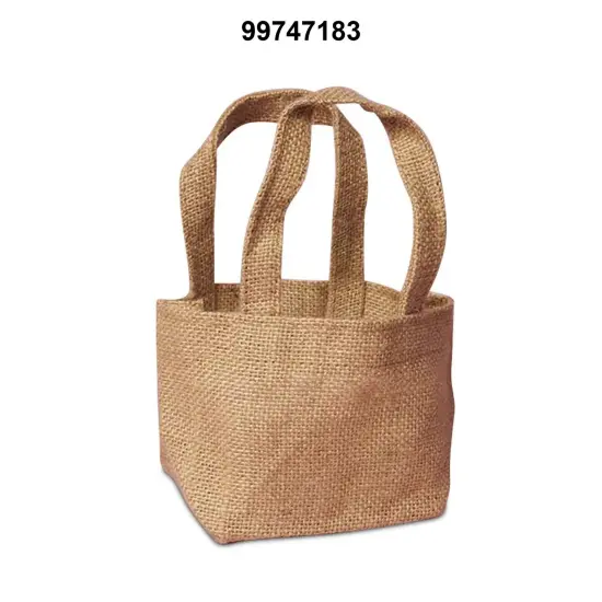 Natural Jute Handle Bag 4" x 4" x 4" Compact {2}
