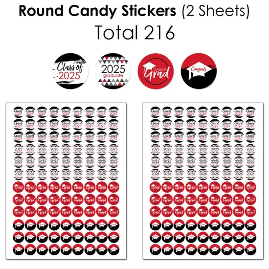 Big Dot of Happiness 2025 Red Graduation Party Candy Favor Sticker Kit - 304 Pieces {6}