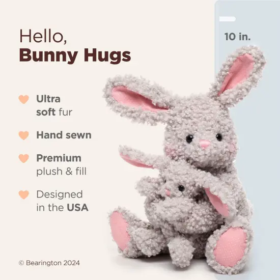 Bearington Bunny Hugs The Bunny Stuffed Animal, 10 Inch Easter Plush Rabbit Stuffed Animal, For Ages 0-14 Pink {2}