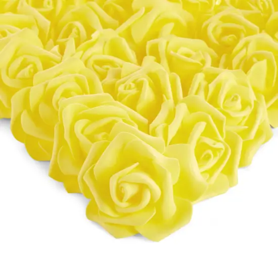 100 Pack 3-Inch Stemless Yellow Roses, Artificial Flowers for Decoration, Wall Art, Wedding, Valentine's {1}