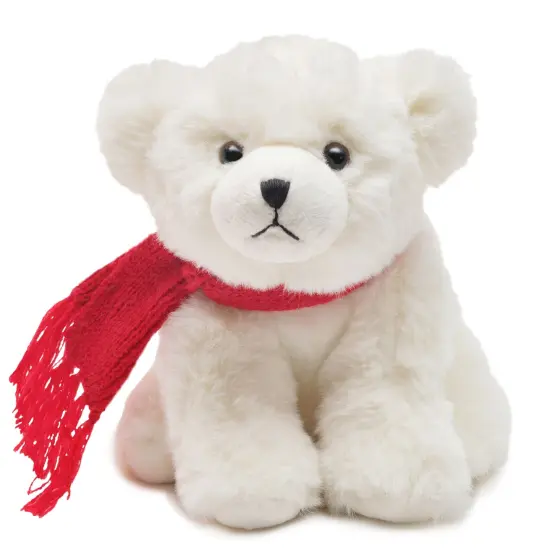 Bearington Frosty Polar Bear Plush, 7 Inch Christmas Stuffed Animal with Scarf, For Ages 3-14 White {1}