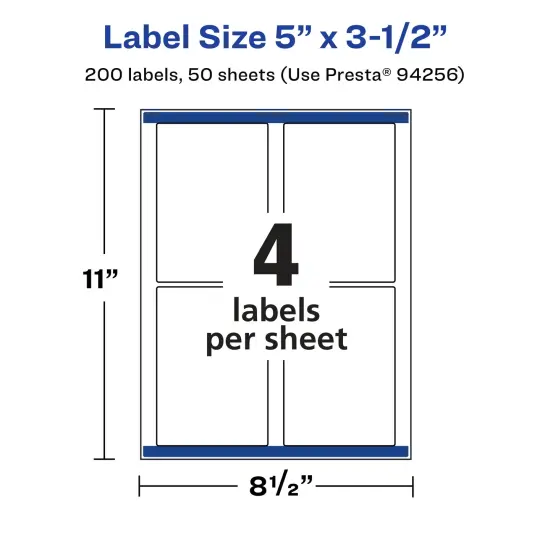 Avery Matte Clear Labels,5" x 3-1/2" Rectangle {5}